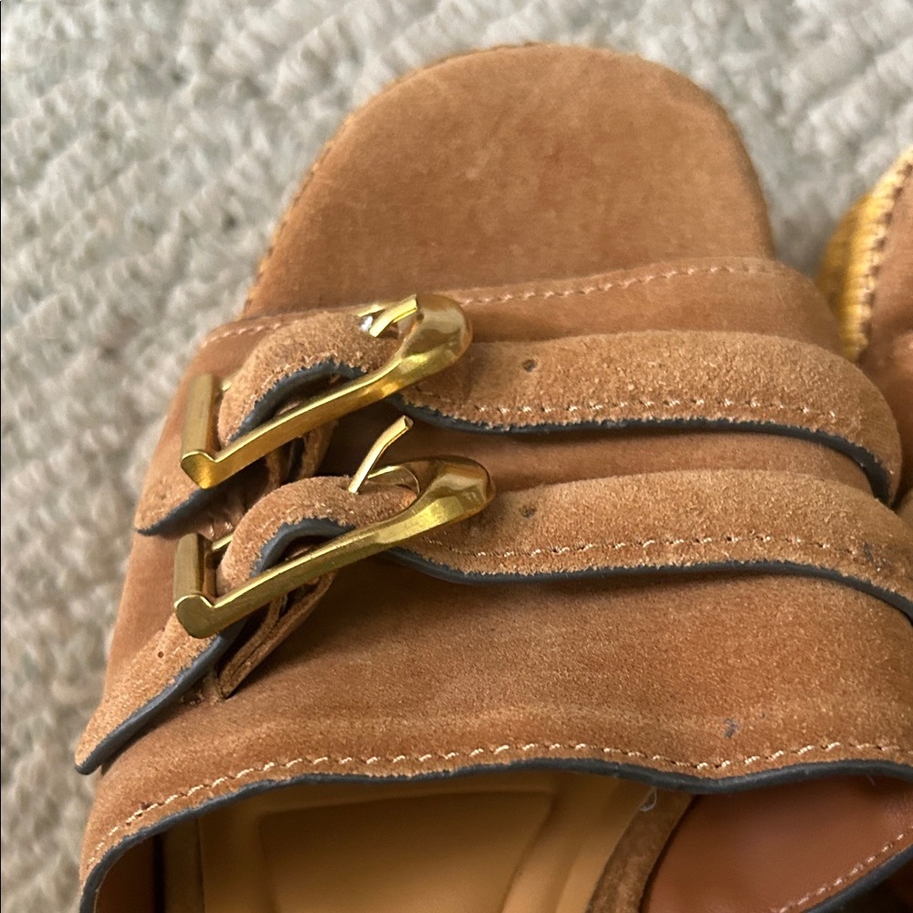 Sarto Womens Tan Suede Platform Espadrille Slide - Picture 10 of 12